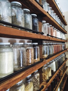 Sumac and other spices in jars at Spice Station in Silverlake